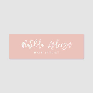Etiqueta Para Nombres Guión moderno minimalista y elegante de color rosa