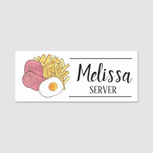 Etiqueta Para Nombres Ham Egg and Chips Cocina británica Pub Food Cookin