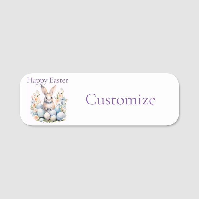 Etiqueta Para Nombres Happy Easter Bunny Basket Thunder_Cove (Anverso)
