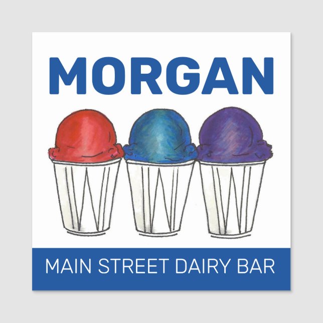 Etiqueta Para Nombres Hielo Italiano Sno Cone Agitado Hielo Piragua (Anverso)