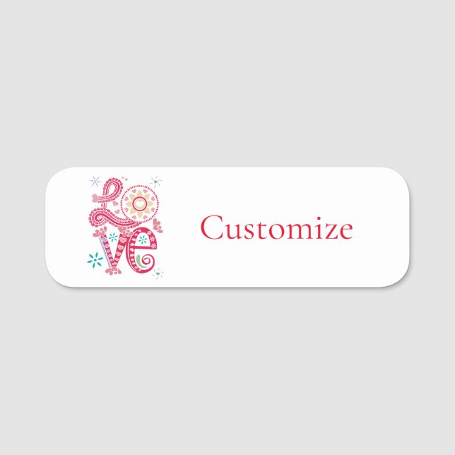 Etiqueta Para Nombres Hippie Groovy Love Rótulo Thunder_Cove (Anverso)