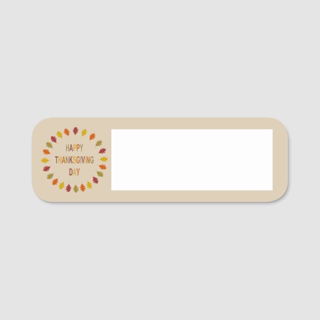 Etiqueta Para Nombres Hojas de roble de Acción de Gracias (Anverso)