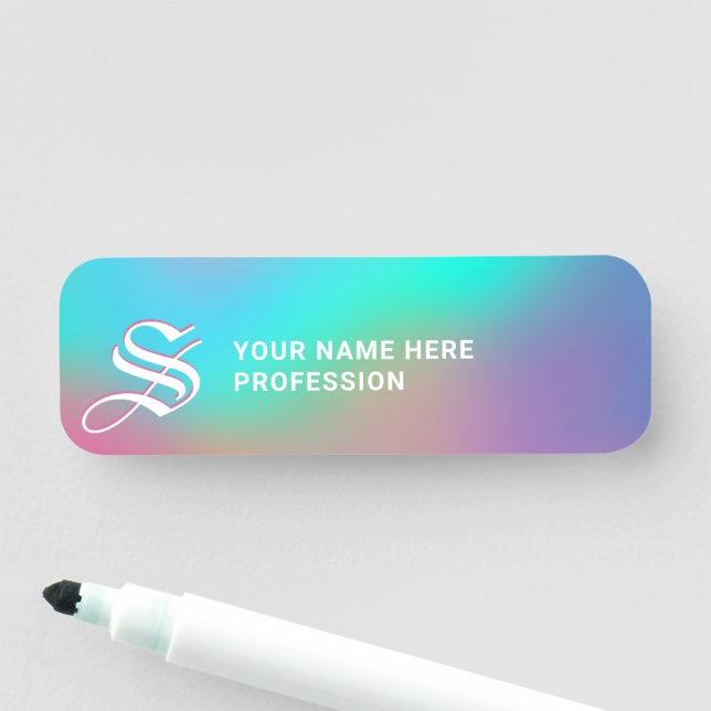 Etiqueta Para Nombres Holographic Wonderland | Erase seca monograma (In situ)