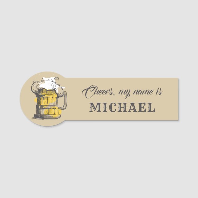 Etiqueta Para Nombres Ilustración de cerveza de nombre personalizado (Anverso)