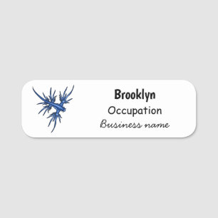 Etiqueta Para Nombres Ilustracion de dragón azul