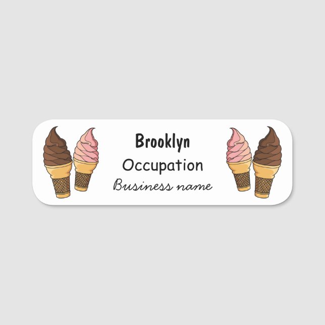 Etiqueta Para Nombres Ilustracion de personalizado de helado de cono (Anverso)
