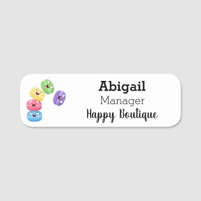 Etiqueta Para Nombres Ilustracion de personalizado de macarons graciosos (Anverso)