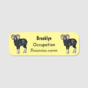 Etiqueta Para Nombres Ilustracion de personalizado de ovino Mouflon