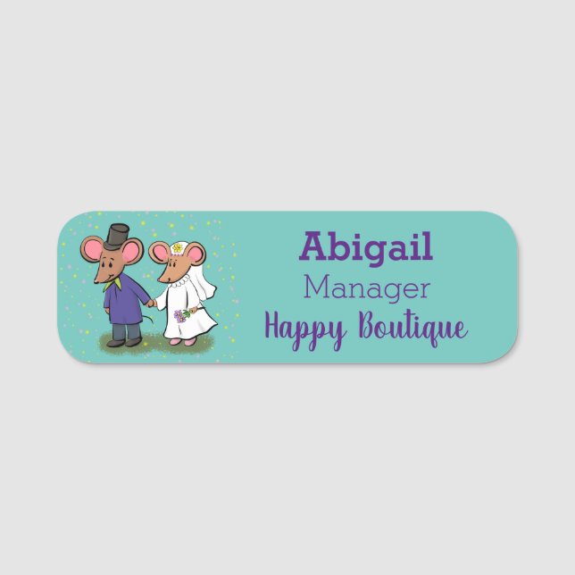 Etiqueta Para Nombres Ilustracion de personalizado de pareja de ratones (Anverso)