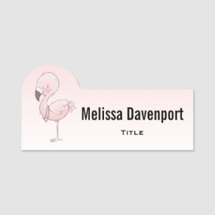 Etiqueta Para Nombres Ilustracion Flamingo Rosa