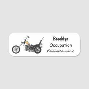 Etiqueta Para Nombres Ilustracion personalizado Chopper Motorcycle 1950