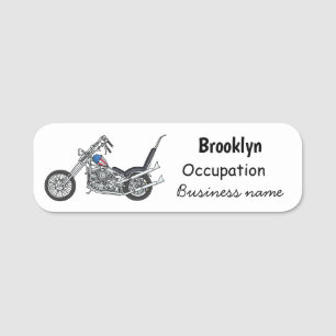 Etiqueta Para Nombres Ilustracion personalizado Chopper Motorcycle 1950