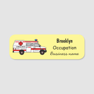 Etiqueta Para Nombres Ilustracion personalizado de ambulancia