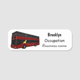 Etiqueta Para Nombres Ilustracion personalizado de bus de dos pisos