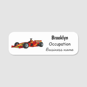 Etiqueta Para Nombres Ilustracion personalizado de coches de carreras de