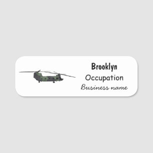 Etiqueta Para Nombres Ilustracion personalizado de helicóptero del ejérc