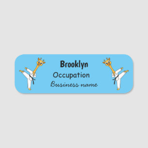 Etiqueta Para Nombres Ilustracion personalizado de Kung Fu giraffe
