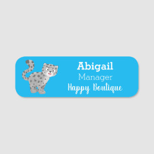 Etiqueta Para Nombres Ilustracion personalizado de leopardo de las nieve