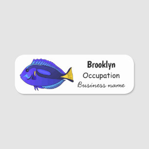 Etiqueta Para Nombres Ilustracion personalizado de pescado tang azul