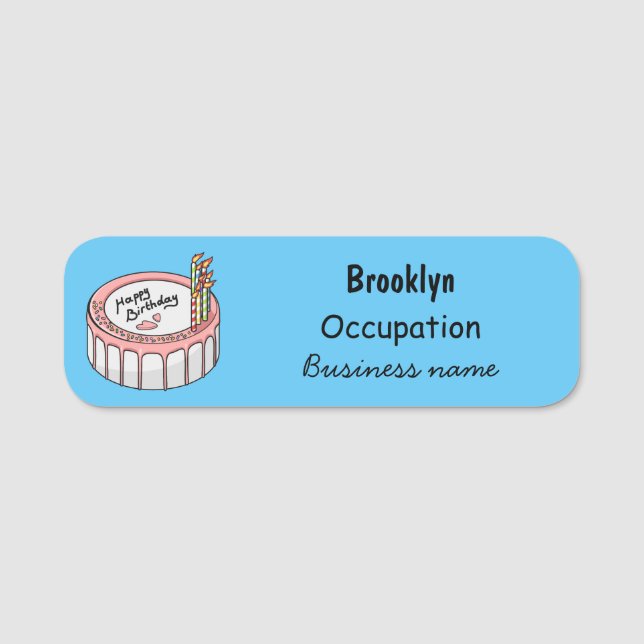 Etiqueta Para Nombres Ilustracion personalizado de torta de cumpleaños (Anverso)