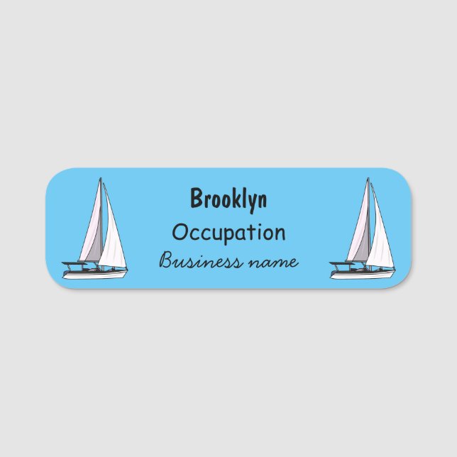 Etiqueta Para Nombres Ilustracion personalizado de velero (Anverso)
