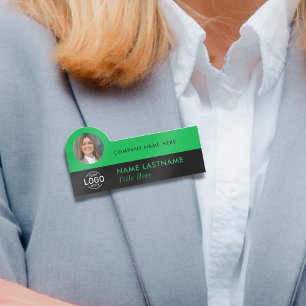 Etiqueta Para Nombres Imagen con logotipo de la Compañía Negra Verde Mod