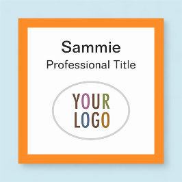 Etiqueta Para Nombres Insignia de nombre cuadrado naranja con pinza de l