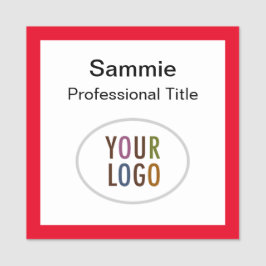 Etiqueta Para Nombres Insignia de nombre de la Plaza Roja con logotipo m