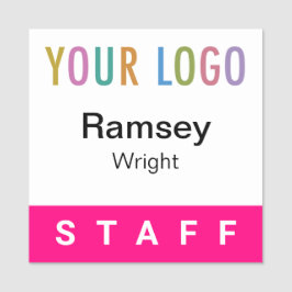 Etiqueta Para Nombres Insignia de personal de color rosa caliente Logoti