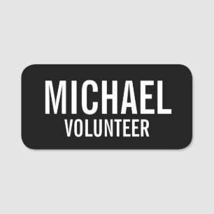 Etiqueta Para Nombres Insignia de voluntario negro con nombre personaliz