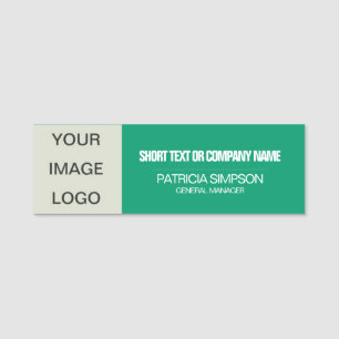 Etiqueta Para Nombres Jade Green White Business Logo Nombre del empleado