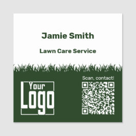 Etiqueta Para Nombres Lawn Care QR Code Logo Company Green White