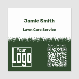Etiqueta Para Nombres Lawn Care QR Code Logo Company Green White
