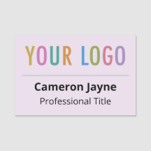 Lilac Purple Large Nametag con logotipo profesiona