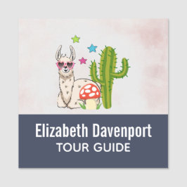 Etiqueta Para Nombres Llama de Guay con gafas de sol con forma de corazó