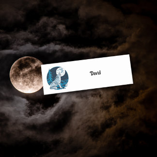 Etiqueta Para Nombres Lobo aullando a la luna