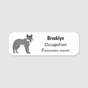 Etiqueta Para Nombres Lobo gris con ilustracion de personalizado de tube