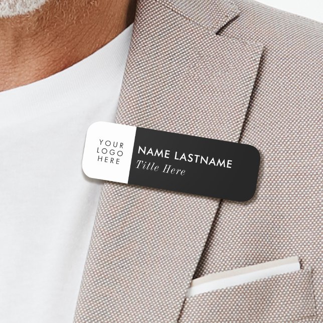 Etiqueta Para Nombres Logo Basic Black Business Title Pin Magnetic (Subido por el creador)