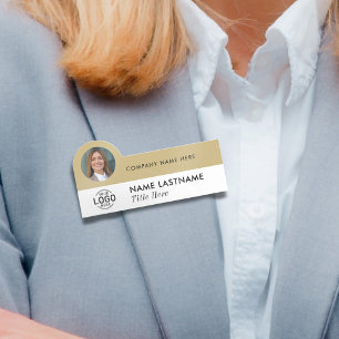 Etiqueta Para Nombres Logo Photo ID Modern Gold Professional Business