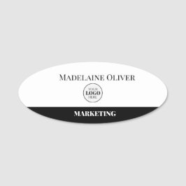 Etiqueta Para Nombres Logotipo blanco negro del empleado simple