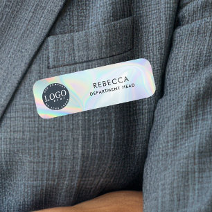 Etiqueta Para Nombres Logotipo comercial Empleado holográfico moderno