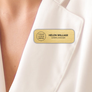 Etiqueta Para Nombres Logotipo comercial personalizado en oro elegante