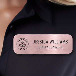 Etiqueta Para Nombres Logotipo comercial personalizado Faux Brushed Meta