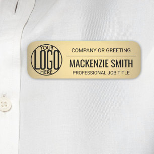 Etiqueta Para Nombres Logotipo corporativo Color dorado Empleado de plás