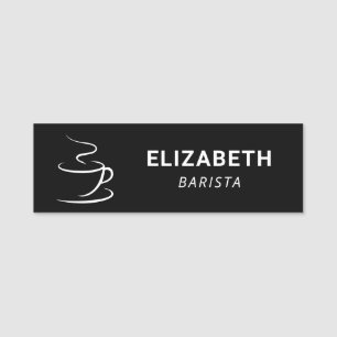 Etiqueta Para Nombres Logotipo de Cafetería Negro