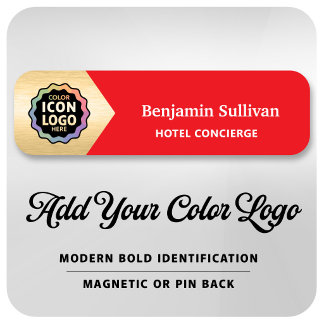 Etiqueta Para Nombres Logotipo de color de la empresa Rojo Dorado ID de 
