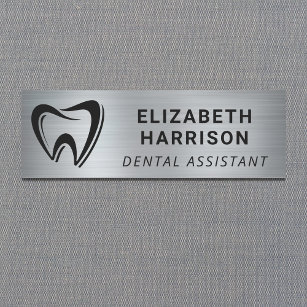 Etiqueta Para Nombres Logotipo de dentista Oficinas dentales Plata