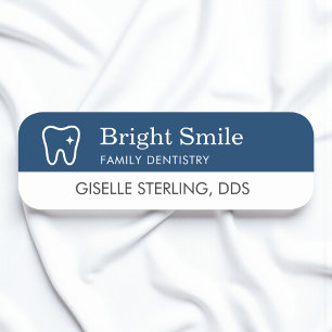 Etiqueta Para Nombres Logotipo de diente de dentista azul marino Oficina