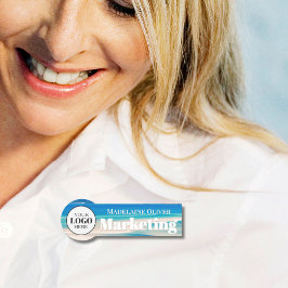 Etiqueta Para Nombres Logotipo de empleado azul simple