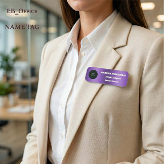 Etiqueta Para Nombres Logotipo de empleado corporativo metálico púrpura
